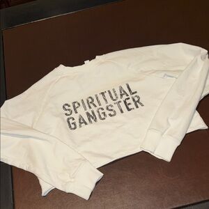Spiritual Gangster White Logo Crop Sweatshirt